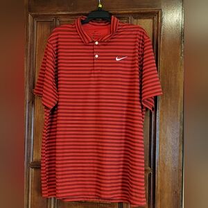 Nike Men's Red Dri-Fit Stripe Short Sleeves Standard Fit Polo Shirt Size X Large